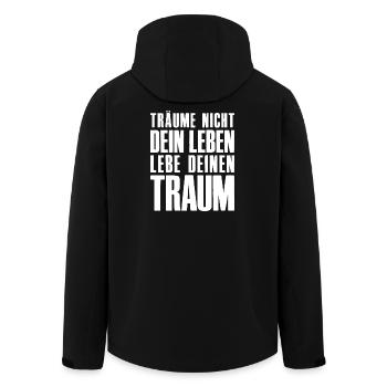 Träume nicht dein Leben - Unternehmer Startup - Recycelte Männer Softshell-Jacke von Stanley/Stella - Schwarz - Hinten - AI Model Male 185 light (185cm)