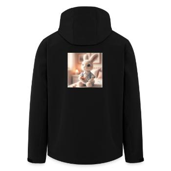 Niedlicher Hasenarzt in OP-Kleidung - Recycelte Männer Softshell-Jacke von Stanley/Stella - Schwarz - Hinten - AI Model Male 185 light (185cm)