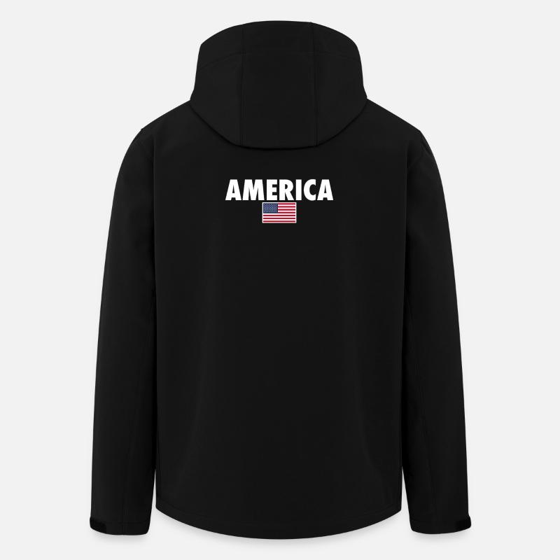 Amérique États-Unis Drapeau américain Amérique - Veste softshell homme en polyester recyclé Stanley/Stella - noir