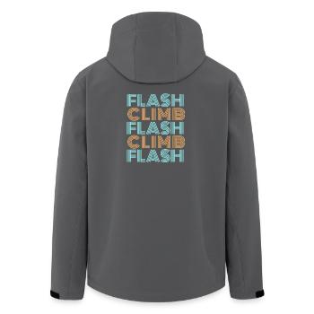 flash climb climbing bouldering stylish font - Men’s Recycled Softshell Jacket by Stanley/Stella - black - Back - AI Model Male 185 light (185cm)