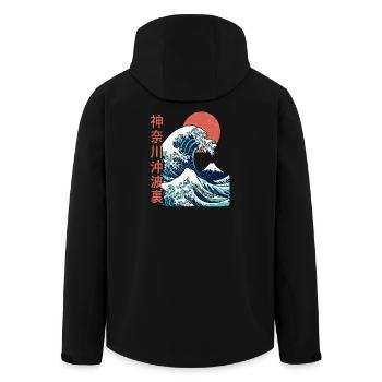 Die große Welle vor Kanagawa - Recycelte Männer Softshell-Jacke von Stanley/Stella - Schwarz - Hinten - AI Model Male 185 light (185cm)