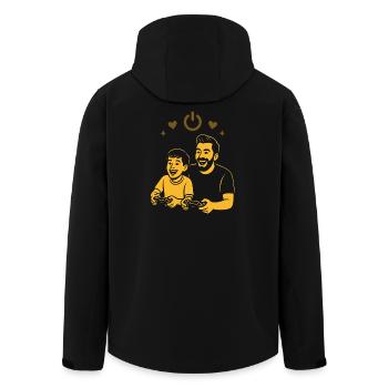 Dad & Kid Gaming - Retro Gamer Vibes - Men’s Recycled Softshell Jacket by Stanley/Stella - black - Back - AI Model Male 185 light (185cm)
