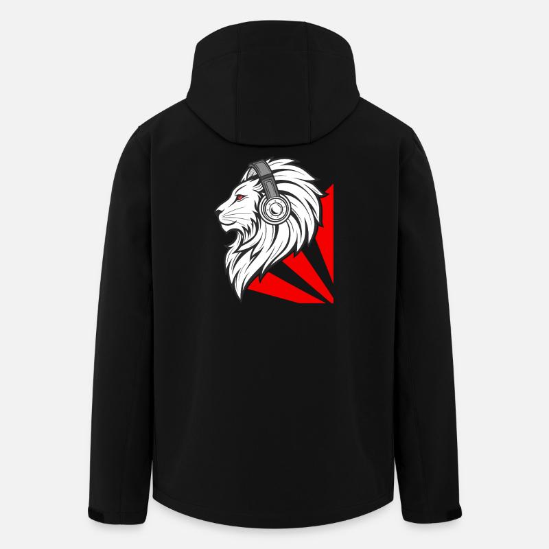 Lion élégant avec des écouteurs - Veste softshell homme en polyester recyclé Stanley/Stella - noir