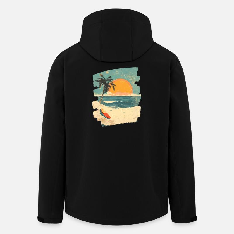 Strand Palmen Sonnenuntergang Sommer - Recycelte Männer Softshell-Jacke von Stanley/Stella - Schwarz