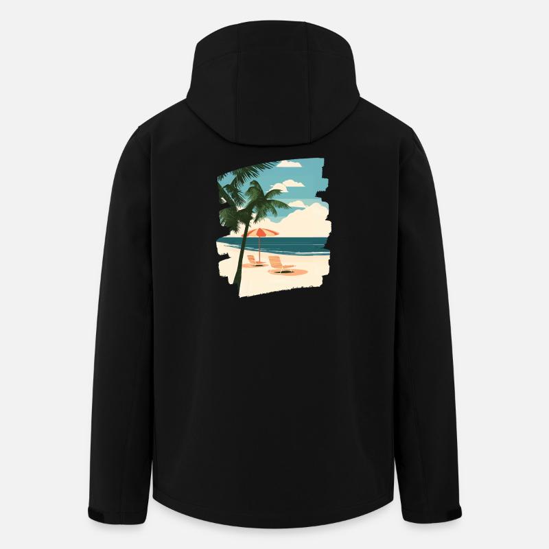 Beach Palm Trees Sun Summer - Men’s Recycled Softshell Jacket by Stanley/Stella - black