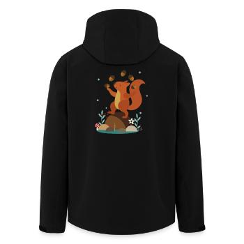 Jonglierendes Eichhörnchen – Lustige Waldszene - Recycelte Männer Softshell-Jacke von Stanley/Stella - Schwarz - Hinten - AI Model Male 185 light (185cm)