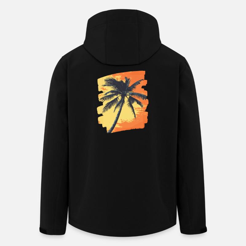 Palme Sonnenuntergang Sommer - Recycelte Männer Softshell-Jacke von Stanley/Stella - Schwarz