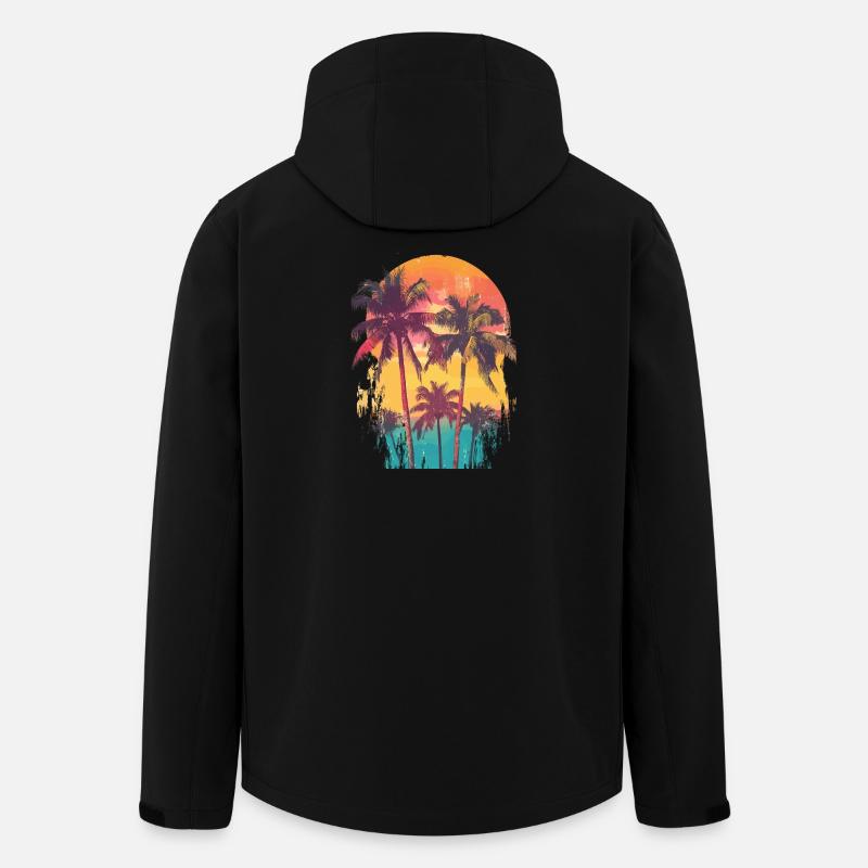 Palme Sonnenuntergang Sommer Sonne - Recycelte Männer Softshell-Jacke von Stanley/Stella - Schwarz