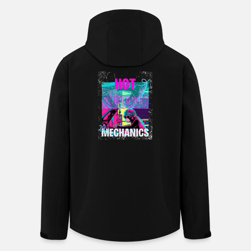 Hot Mechanics – Neon Monkey Garage Design - Recycelte Männer Softshell-Jacke von Stanley/Stella - Schwarz