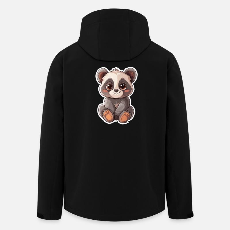 Ours panda mignon - Veste softshell homme en polyester recyclé Stanley/Stella - noir