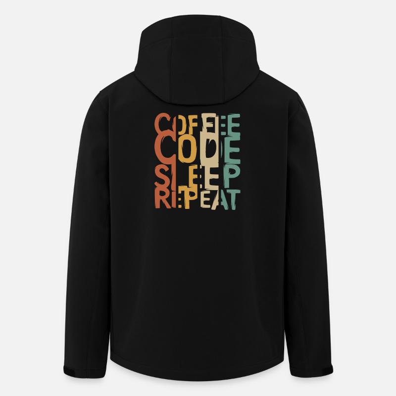 Coffee Code Sleep Repeat – Developer Design - Men’s Recycled Softshell Jacket by Stanley/Stella - black