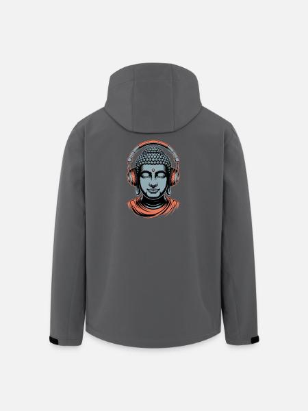Buddha with Headphones Mindfulness Music Boho Zen - Men’s Recycled Softshell Jacket by Stanley/Stella - black