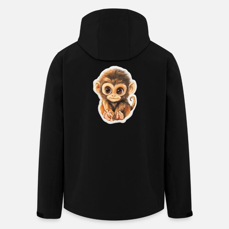 Affe Süsses Äffchen Geschenk für Affenfans - Recycelte Männer Softshell-Jacke von Stanley/Stella - Schwarz