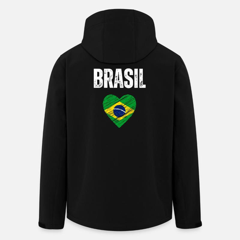 J’aime le Brésil, drapeau du Brésil - Veste softshell homme en polyester recyclé Stanley/Stella - noir