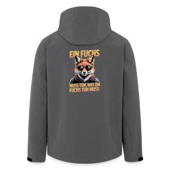 Fuchs Spruch Ein Fuchs Muss Tun Was Fuchs Tun Muss - Recycelte Männer Softshell-Jacke von Stanley/Stella - Schwarz - Hinten - AI Model Male 185 light (185cm)