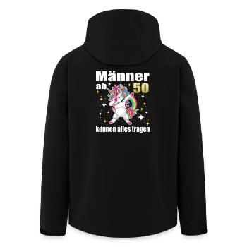 Humorvoller Einhorn 50 Geburtstag  - Recycelte Männer Softshell-Jacke von Stanley/Stella - Schwarz - Hinten - AI Model Male 185 light (185cm)