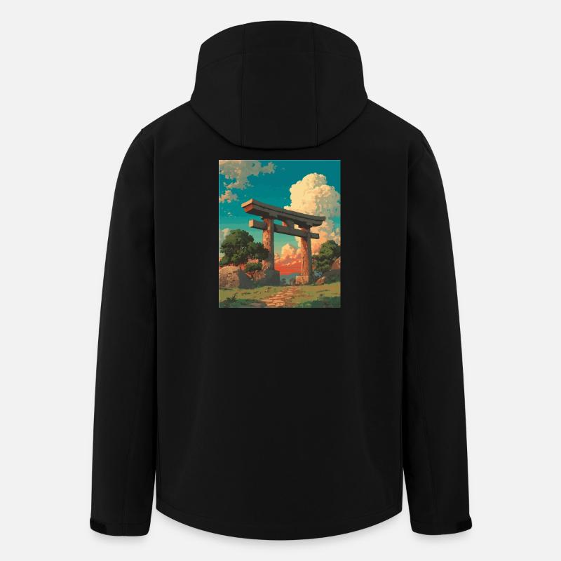 Sunset Behind Traditional Torii Gate - Men’s Recycled Softshell Jacket by Stanley/Stella - black