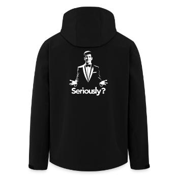 Comédie Suave Gentleman Illustration - Veste softshell homme en polyester recyclé Stanley/Stella - noir - Dos - AI Model Male 185 light (185cm)