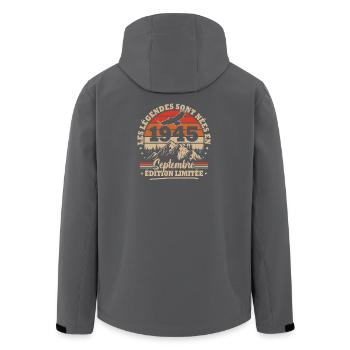 Vintage Cadeau Anniversaire Nées En Septembre 1945 - Veste softshell homme en polyester recyclé Stanley/Stella - noir - Dos - AI Model Male 185 light (185cm)