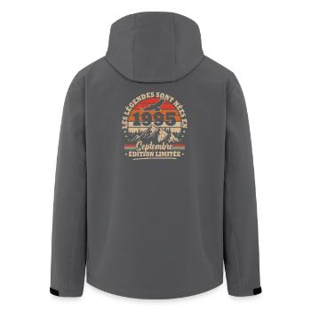 Vintage Cadeau Anniversaire Nées En Septembre 1995 - Veste softshell homme en polyester recyclé Stanley/Stella - noir - Dos - AI Model Male 185 light (185cm)