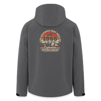 Vintage Cadeau Anniversaire Nées En Septembre 1965 - Veste softshell homme en polyester recyclé Stanley/Stella - noir - Dos - AI Model Male 185 light (185cm)