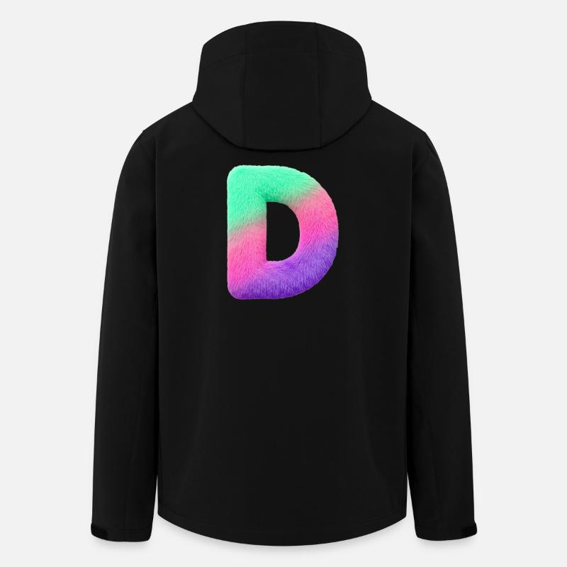 D - Buchstabe in Fell Optik u. Farbverlauf - Recycelte Männer Softshell-Jacke von Stanley/Stella - Schwarz