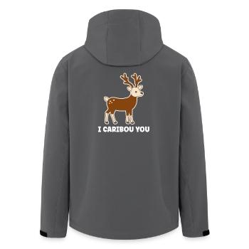 Festive Fox with Funny Phrase - Men’s Recycled Softshell Jacket by Stanley/Stella - black - Back - AI Model Male 185 light (185cm)