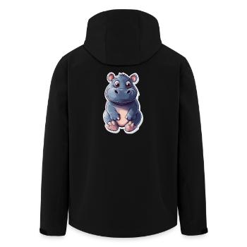 Nilpferd - Recycelte Männer Softshell-Jacke von Stanley/Stella - Schwarz - Hinten - AI Model Male 185 light (185cm)