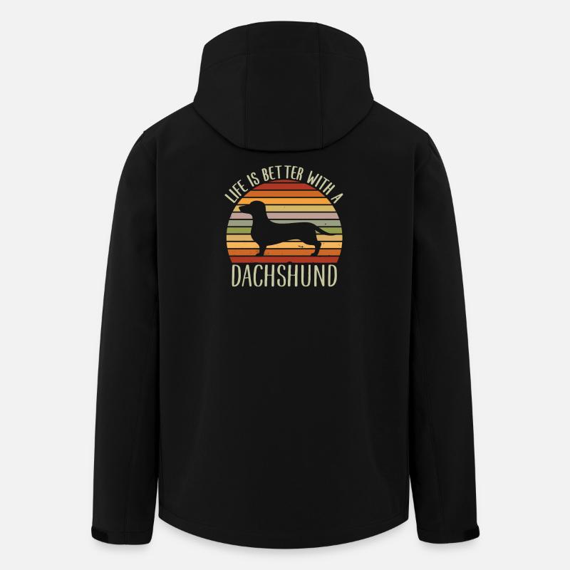 Dackel Retro Sunset Silhouette T-Shirt - Recycelte Männer Softshell-Jacke von Stanley/Stella - Schwarz