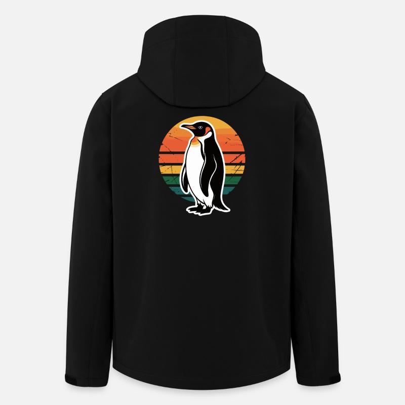 Pinguin Silhouette mit Sonnenuntergang - Recycelte Männer Softshell-Jacke von Stanley/Stella - Schwarz