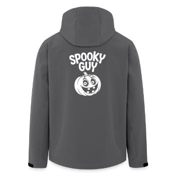 Funny Halloween Pumpkin Print - Men’s Recycled Softshell Jacket by Stanley/Stella - black - Back - AI Model Male 185 light (185cm)
