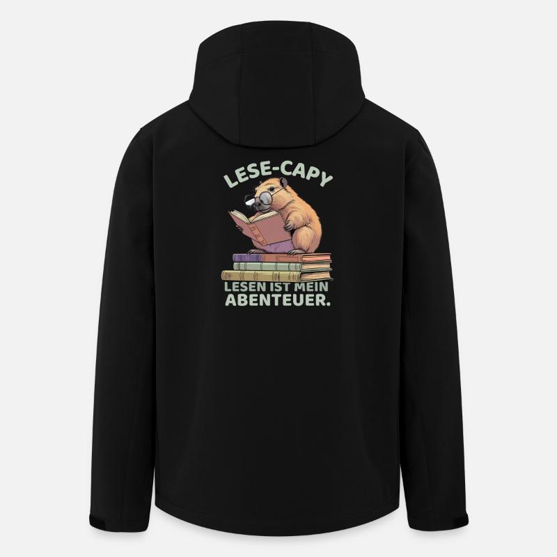 Lecture - Capybara : le rat de bibliothèque - Veste softshell homme en polyester recyclé Stanley/Stella - noir