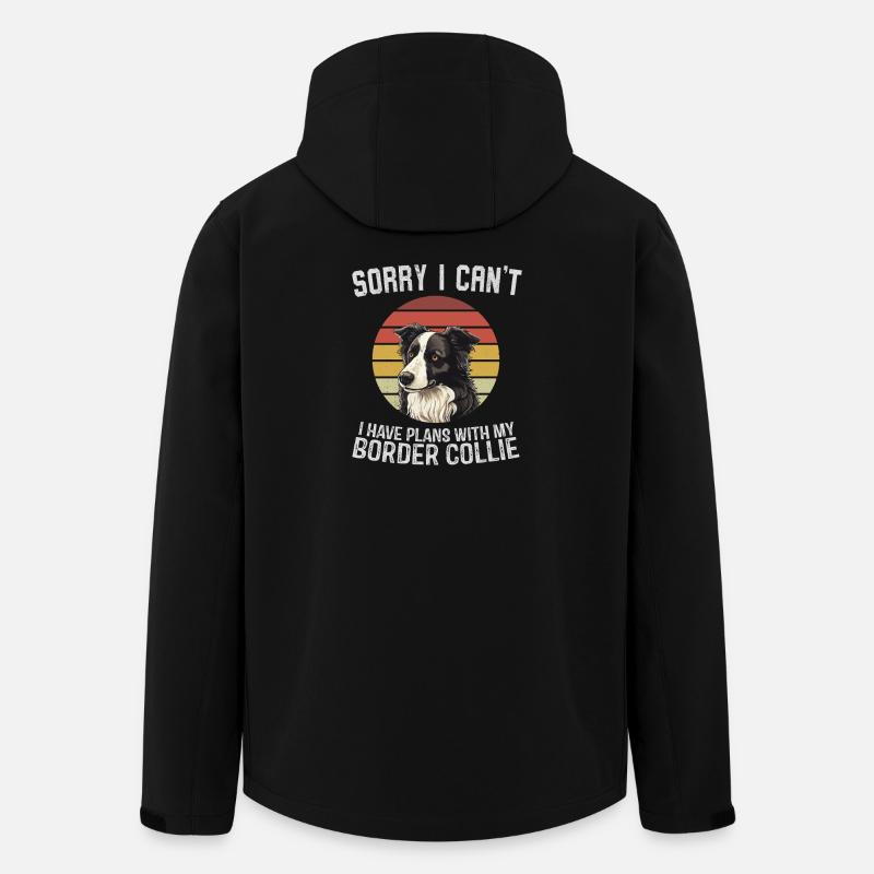 Border Collie Humour Design Rétro - Veste softshell homme en polyester recyclé Stanley/Stella - noir