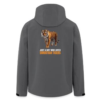 Sumatra-Tiger - Recycelte Männer Softshell-Jacke von Stanley/Stella - Anthrazit - Hinten - AI Model Male 185 light (185cm)