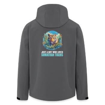 Sumatra-Tiger - Recycelte Männer Softshell-Jacke von Stanley/Stella - Schwarz - Hinten - AI Model Male 185 light (185cm)