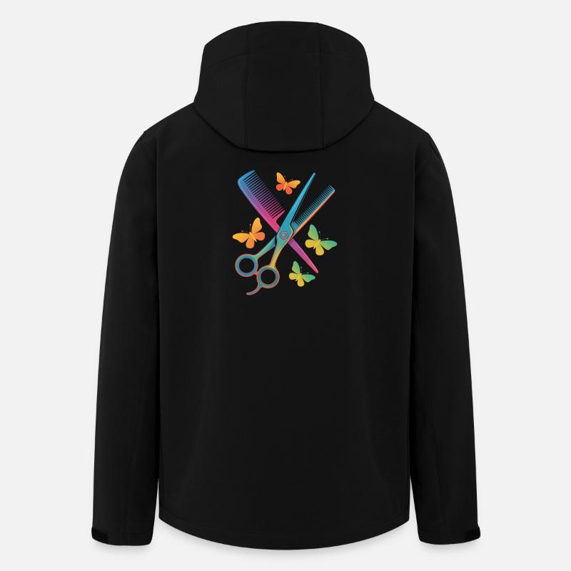 Friseur Schere Kamm Schmetterling - Recycelte Männer Softshell-Jacke von Stanley/Stella - Schwarz