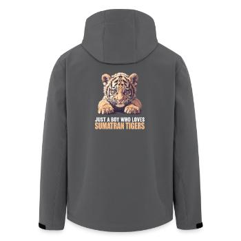 Sumatra-Tiger - Recycelte Männer Softshell-Jacke von Stanley/Stella - Schwarz - Hinten - AI Model Male 185 light (185cm)
