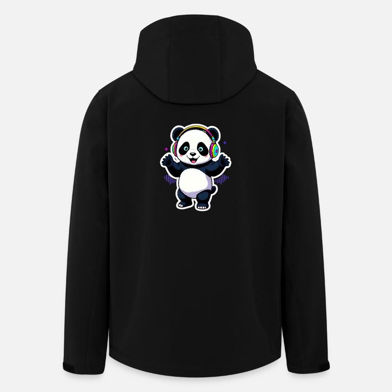 Party Panda mit Beats - Recycelte Männer Softshell-Jacke von Stanley/Stella - Schwarz