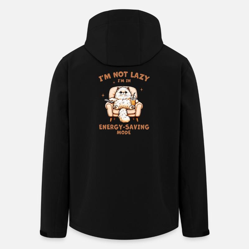 Faules Kätzchen spart Energie - Recycelte Männer Softshell-Jacke von Stanley/Stella - Schwarz