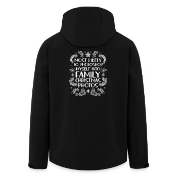 Family Christmas with photo darling - Men’s Recycled Softshell Jacket by Stanley/Stella - black - Back - AI Model Male 185 light (185cm)