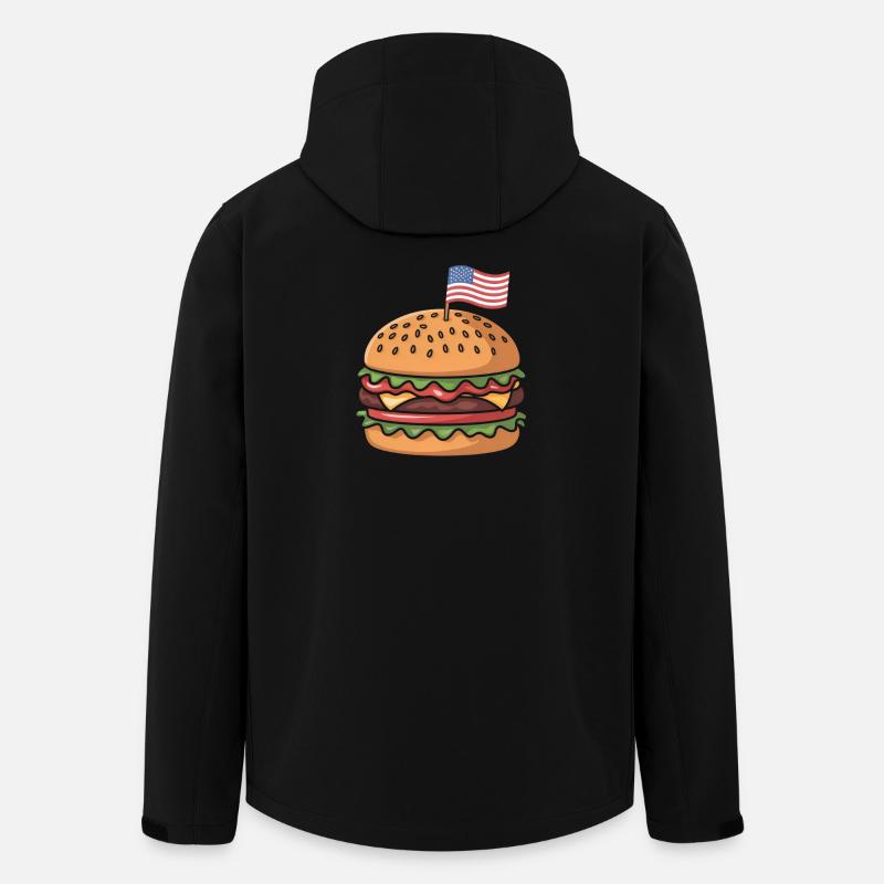 Cheeseburger Jour de l’Indépendance Patriotique 4 - Veste softshell homme en polyester recyclé Stanley/Stella - noir