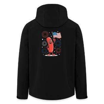  Patriotic Kawaii Sausage Independence Day 4th of - Recycelte Männer Softshell-Jacke von Stanley/Stella - Schwarz - Hinten - AI Model Male 185 light (185cm)