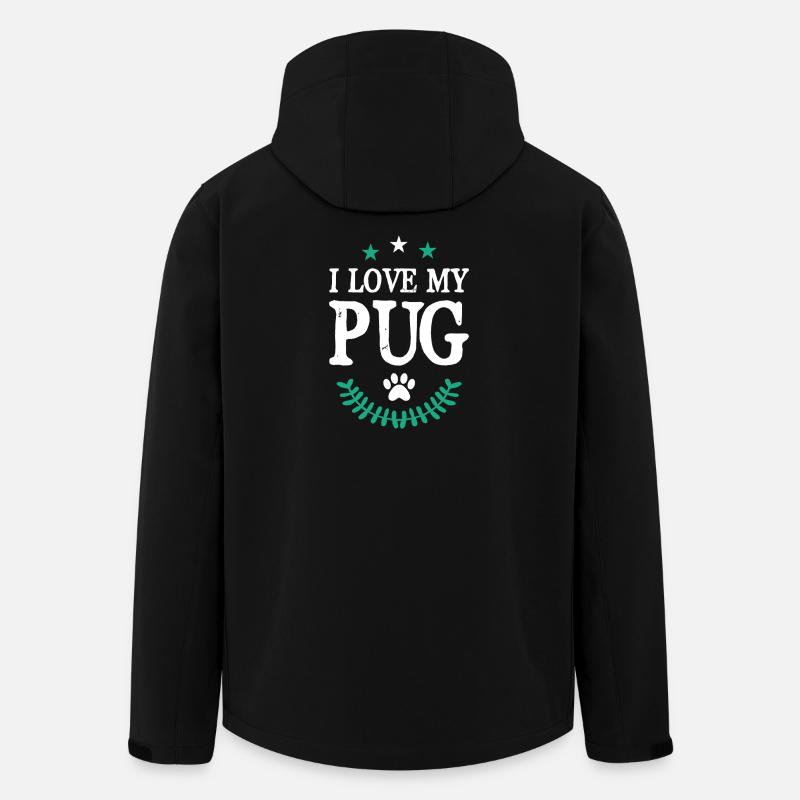 PUG Mops - Recycelte Männer Softshell-Jacke von Stanley/Stella - Schwarz