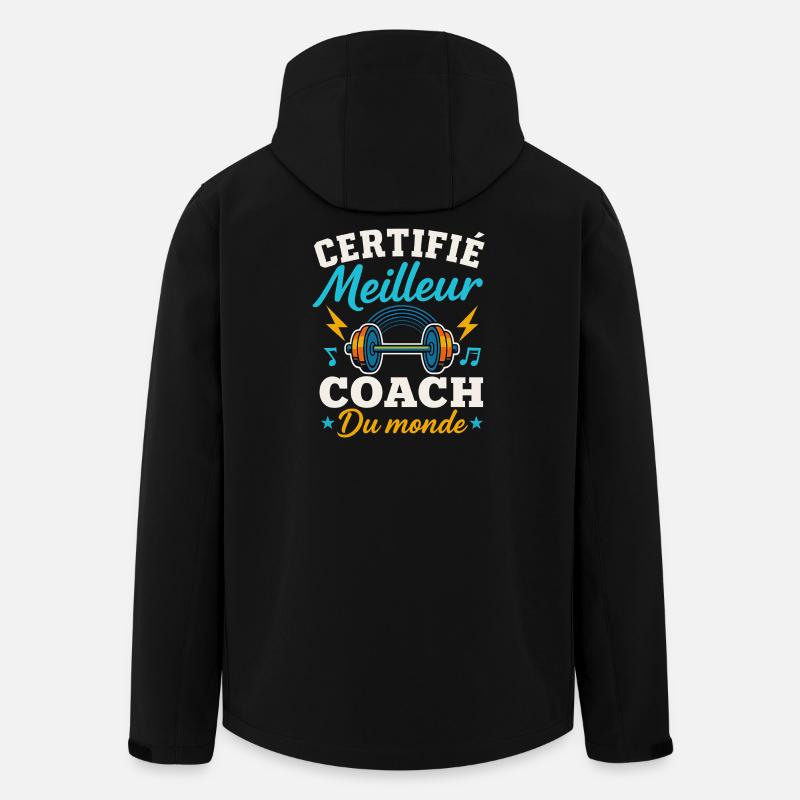 Certifié meilleur coach du monde - Veste softshell homme en polyester recyclé Stanley/Stella - noir