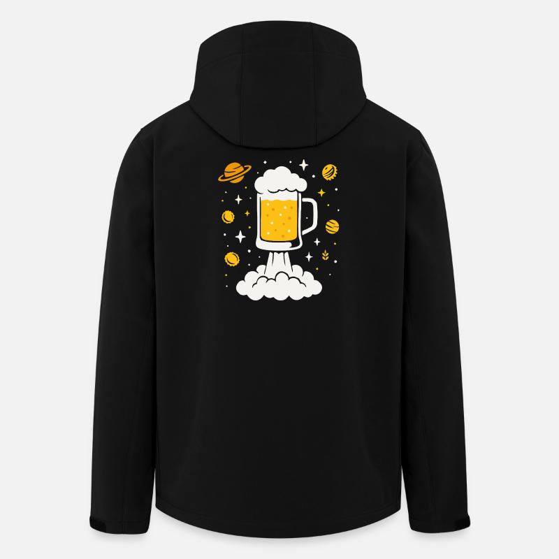 Fusée à bière dans l’espace - Veste softshell homme en polyester recyclé Stanley/Stella - noir