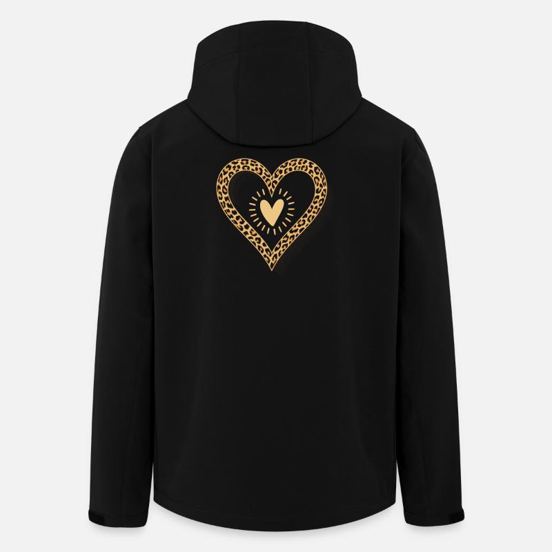 Leopard Print Heart - Men’s Recycled Softshell Jacket by Stanley/Stella - black