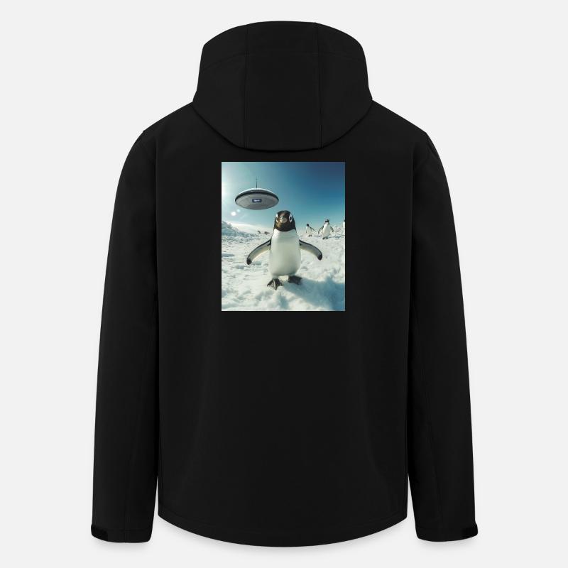 Penguin selfie with UFO - Men’s Recycled Softshell Jacket by Stanley/Stella - black
