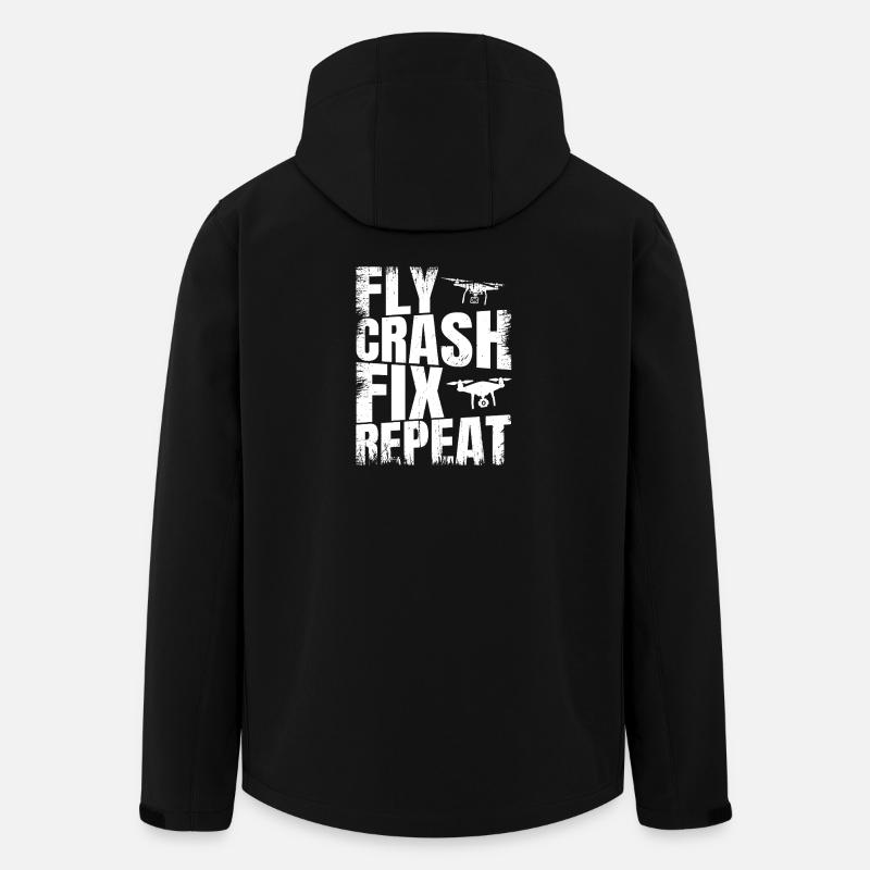 Fly_Crash_Fix_Repeat - Veste softshell homme en polyester recyclé Stanley/Stella - noir