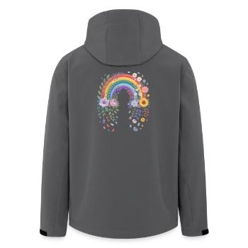 Verspielter Regenbogen mit Blumen - Recycelte Männer Softshell-Jacke von Stanley/Stella - Schwarz - Hinten - AI Model Male 185 light (185cm)