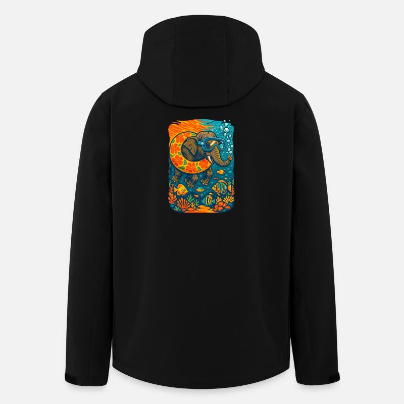 Vibrant Underwater Elephant Illustration - Men’s Recycled Softshell Jacket by Stanley/Stella - black